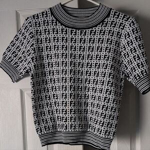 Black and White Patterned Women's Top